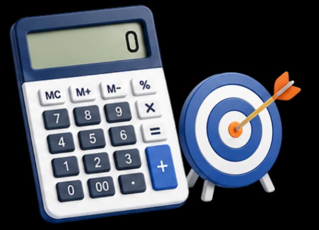 Calculator and target illustration representing goal-based SIP planning