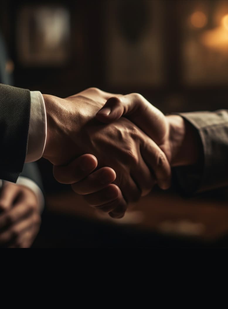 Partners shaking hands in support