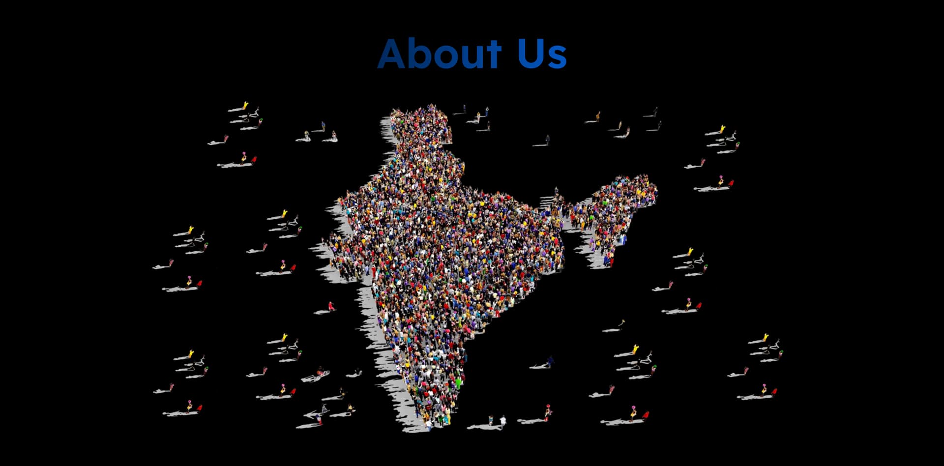 People standing together to form the map of India