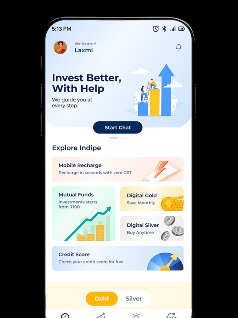 Indipe app on a smartphone