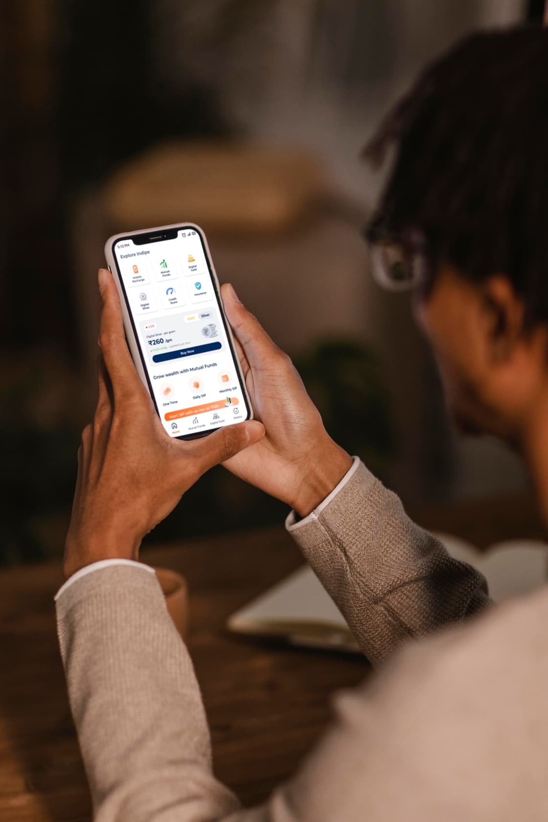 Indipe app showing live silver prices